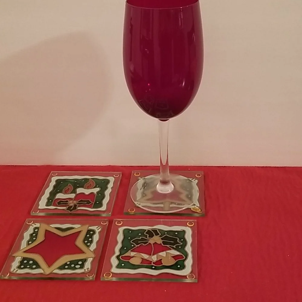 American Greetings Glass Holiday Coasters